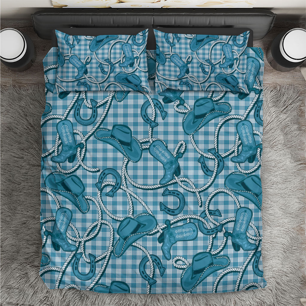 Blue Hawaii Palaka Cowboy Bedding Set Hawaiian Paniolo Festival Spirit