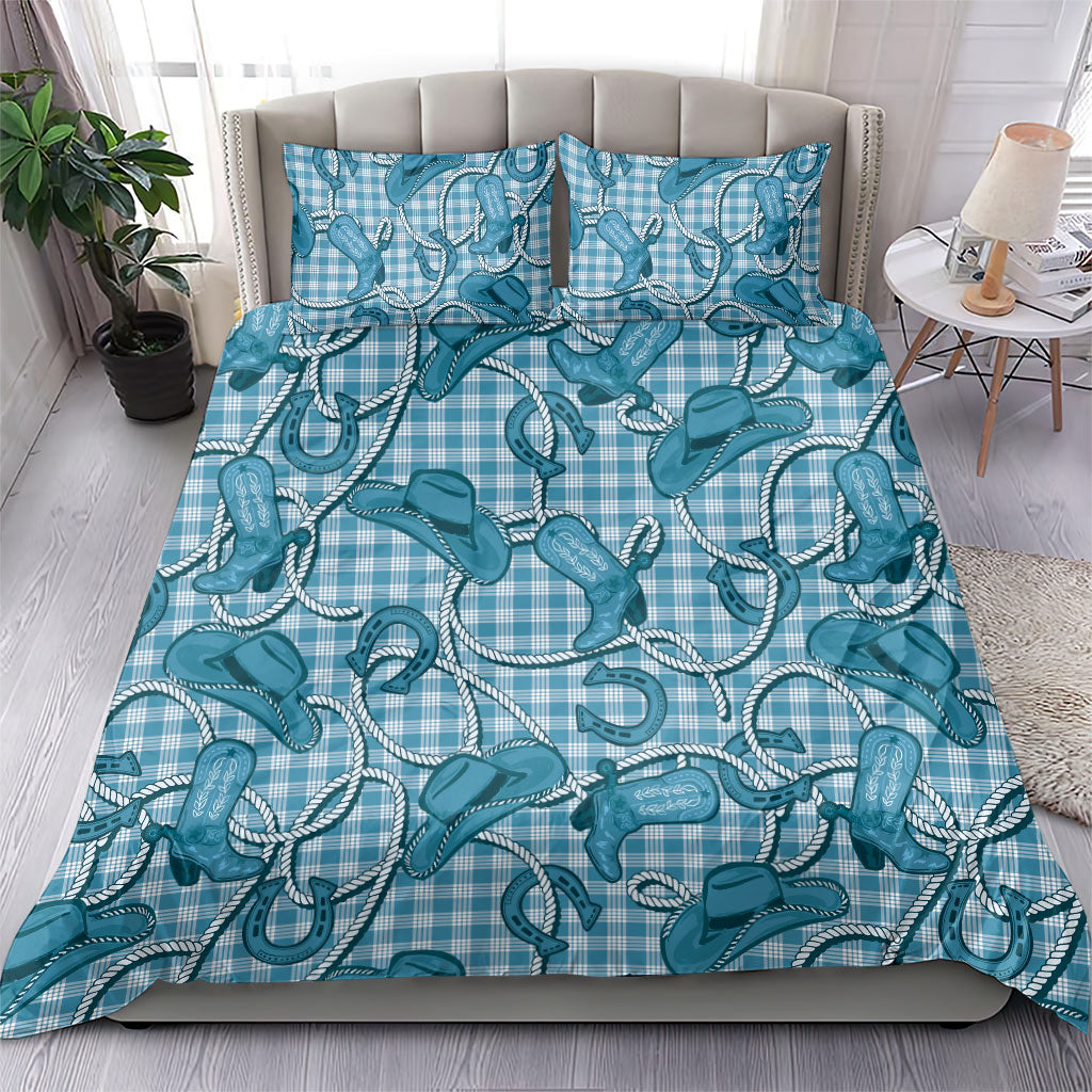 Blue Hawaii Palaka Cowboy Bedding Set Hawaiian Paniolo Festival Spirit