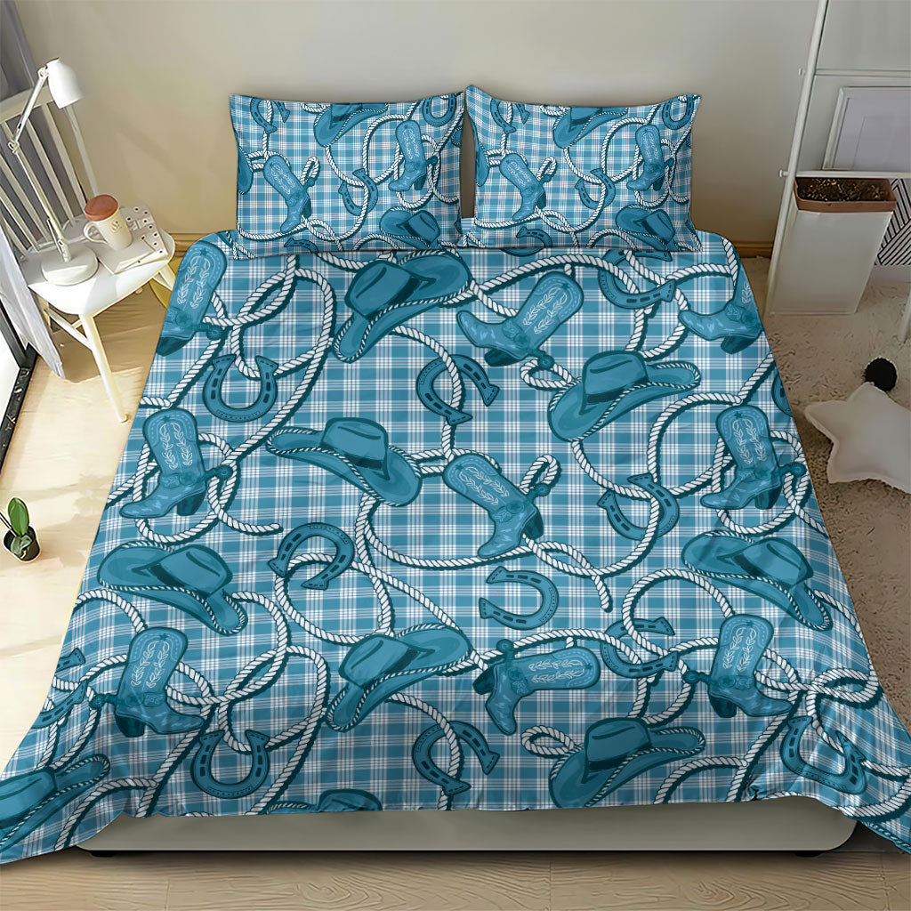Blue Hawaii Palaka Cowboy Bedding Set Hawaiian Paniolo Festival Spirit