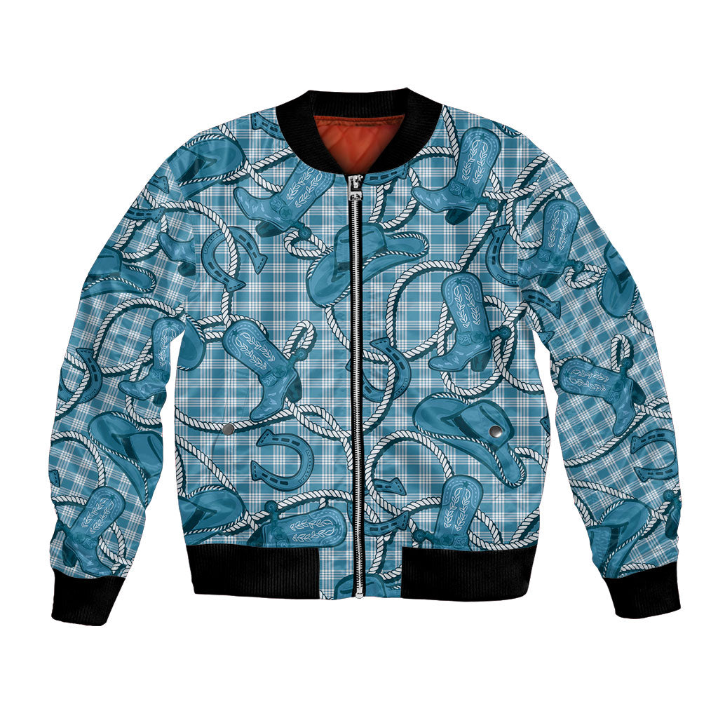 Blue Hawaii Palaka Cowboy Bomber Jacket Hawaiian Paniolo Festival Spirit LT19 Unisex Blue - Polynesian Pride