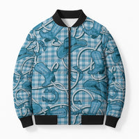 Blue Hawaii Palaka Cowboy Bomber Puffer Jacket Hawaiian Paniolo Festival Spirit