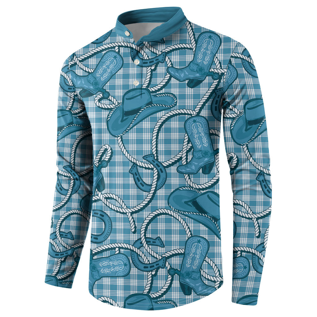 Blue Hawaii Palaka Cowboy Button Sweatshirt Hawaiian Paniolo Festival Spirit