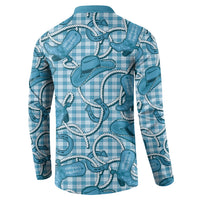 Blue Hawaii Palaka Cowboy Button Sweatshirt Hawaiian Paniolo Festival Spirit