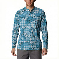 Blue Hawaii Palaka Cowboy Button Sweatshirt Hawaiian Paniolo Festival Spirit
