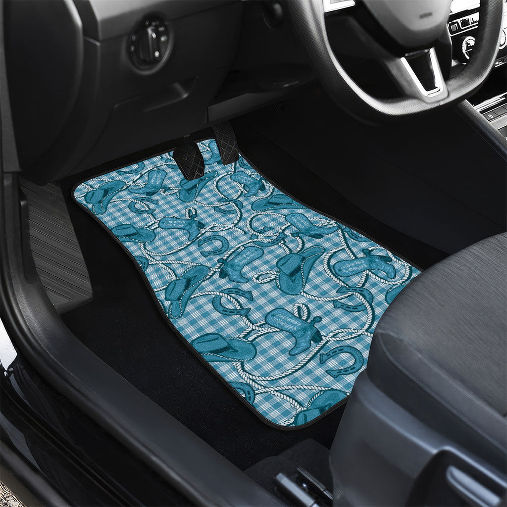 Blue Hawaii Palaka Cowboy Car Mats Hawaiian Paniolo Festival Spirit