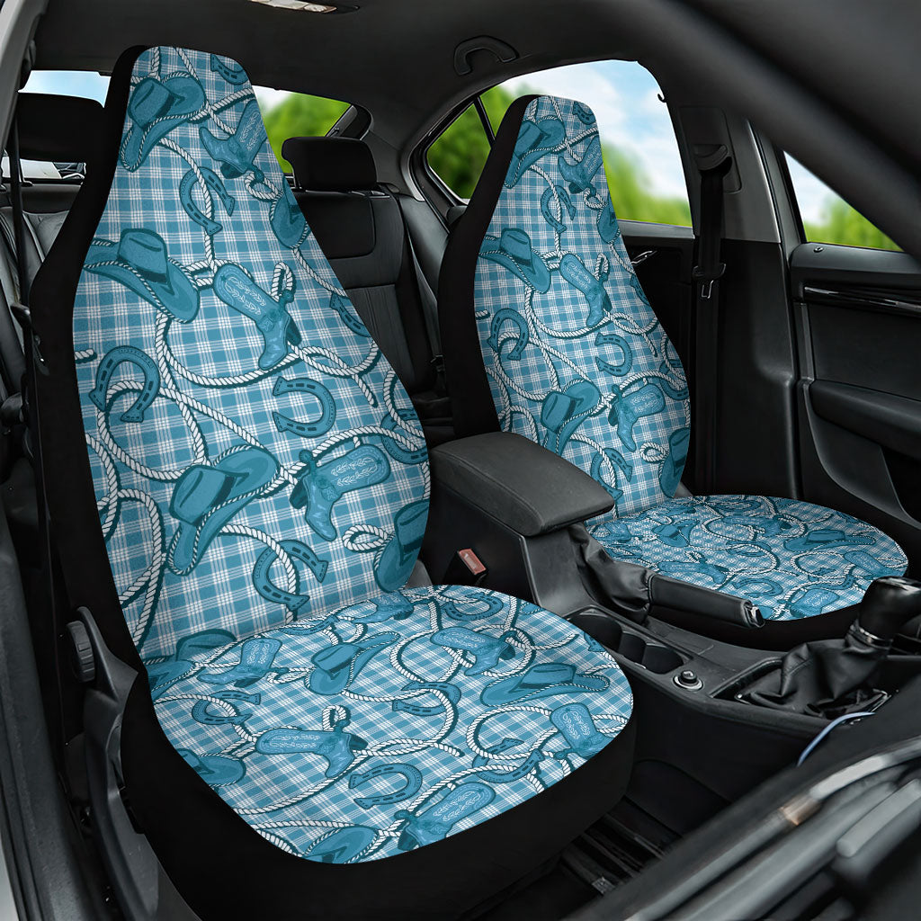 Blue Hawaii Palaka Cowboy Car Seat Cover Hawaiian Paniolo Festival Spirit