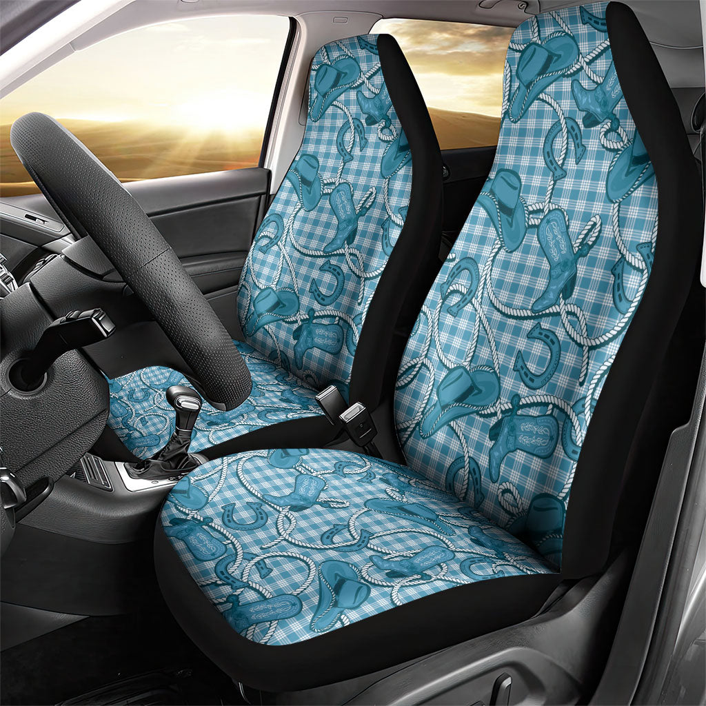 Blue Hawaii Palaka Cowboy Car Seat Cover Hawaiian Paniolo Festival Spirit