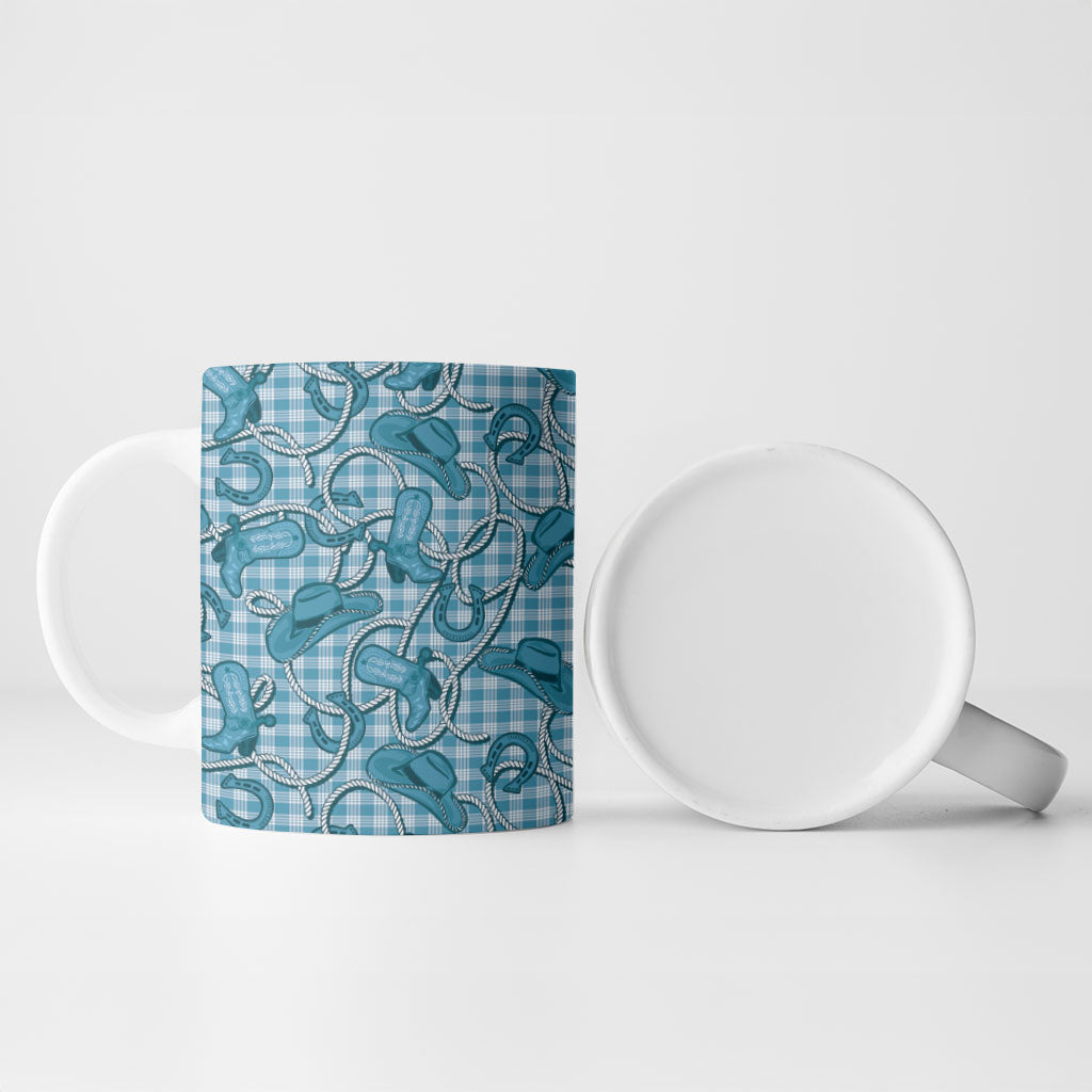Blue Hawaii Palaka Cowboy Ceramic Mug Hawaiian Paniolo Festival Spirit