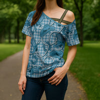 Blue Hawaii Palaka Cowboy Cross Shoulder Shirt Hawaiian Paniolo Festival Spirit