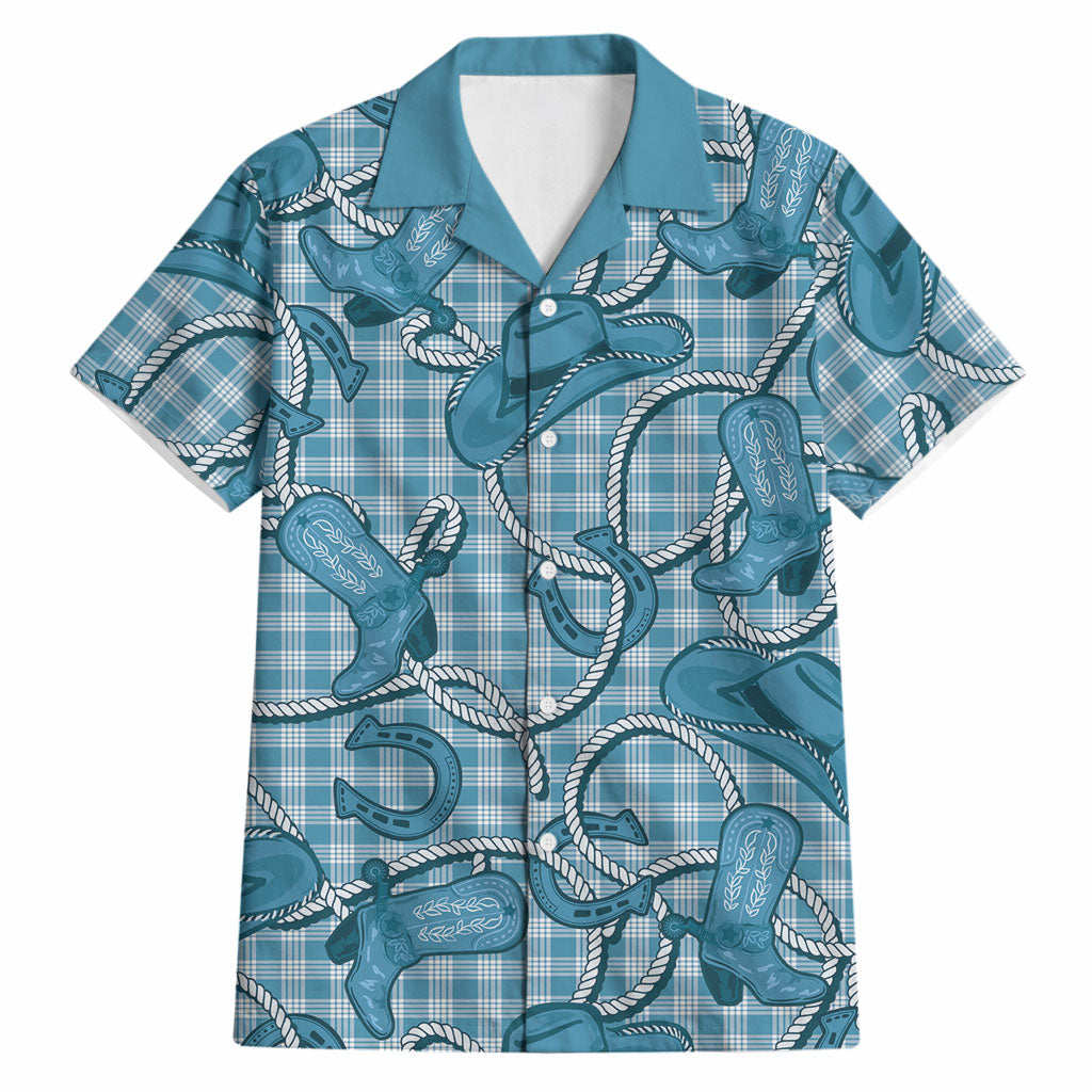 Blue Hawaii Palaka Cowboy Hawaiian Shirt Hawaiian Paniolo Festival Spirit LT19 Blue - Polynesian Pride
