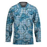 Blue Hawaii Palaka Cowboy Hockey Jersey Hawaiian Paniolo Festival Spirit