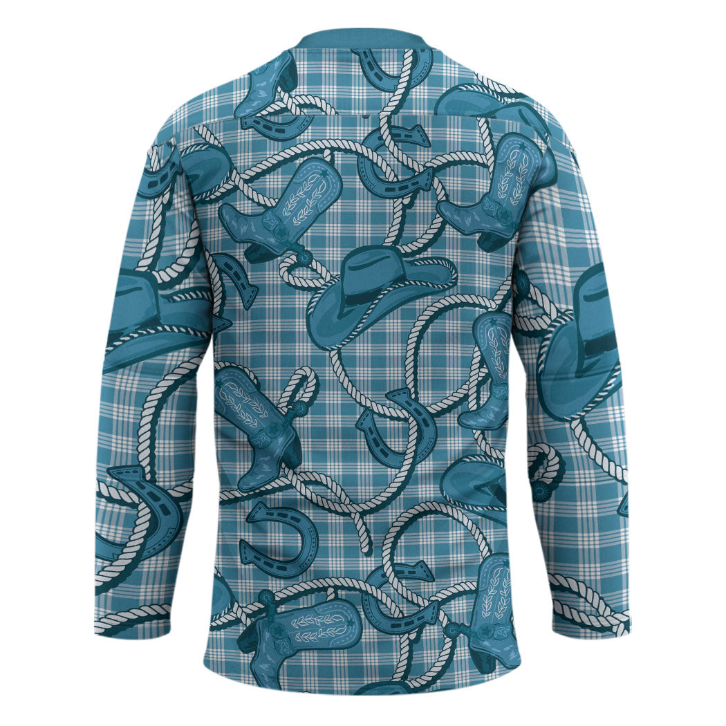 Blue Hawaii Palaka Cowboy Hockey Jersey Hawaiian Paniolo Festival Spirit