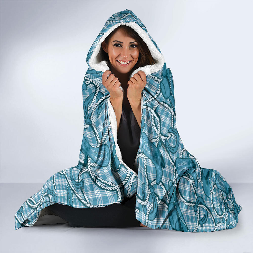 Blue Hawaii Palaka Cowboy Hooded Blanket Hawaiian Paniolo Festival Spirit
