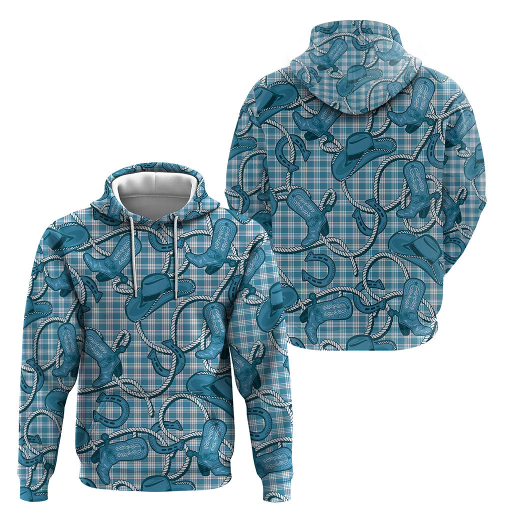 Blue Hawaii Palaka Cowboy Hoodie Hawaiian Paniolo Festival Spirit