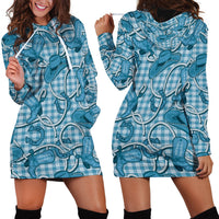 Blue Hawaii Palaka Cowboy Hoodie Dress Hawaiian Paniolo Festival Spirit