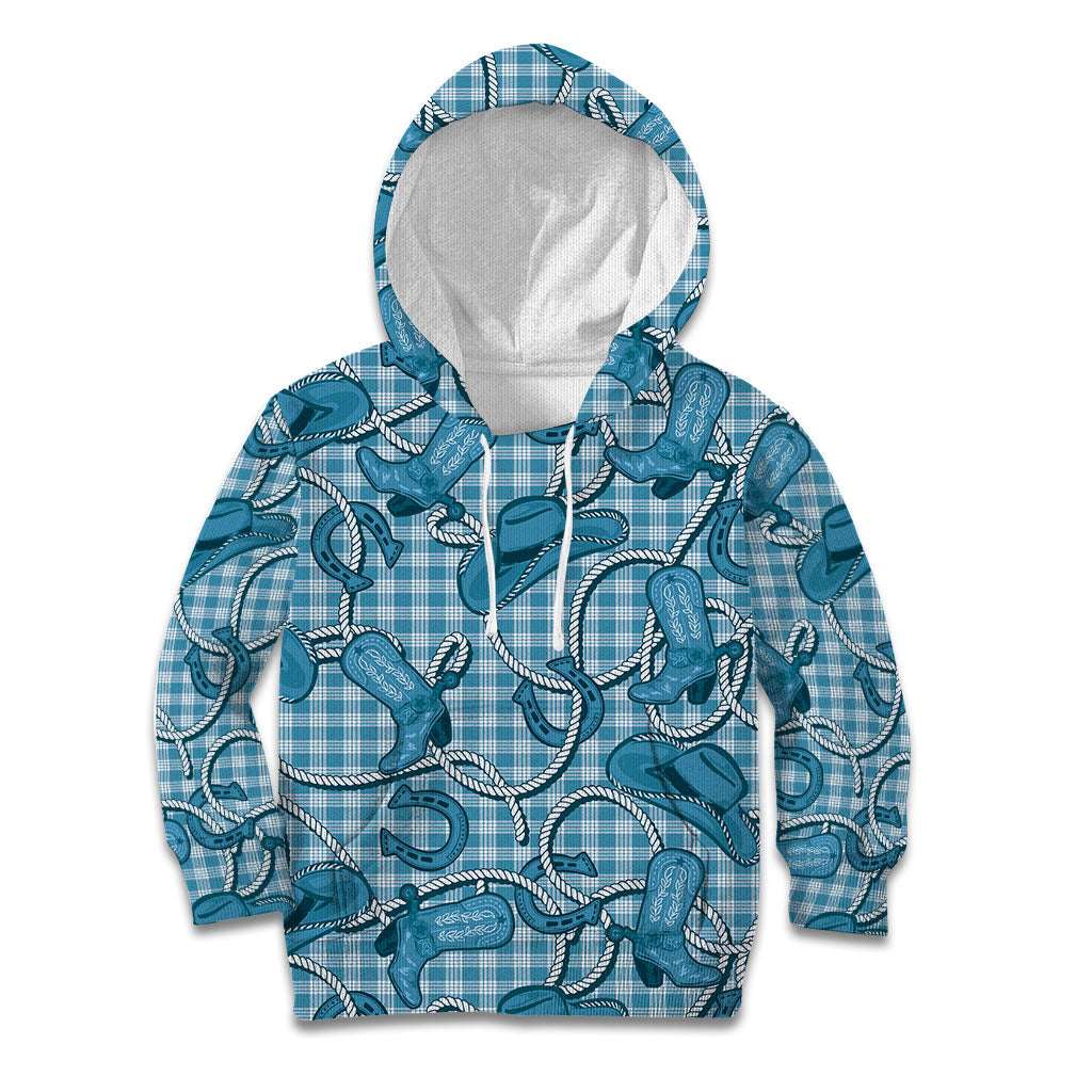 Blue Hawaii Palaka Cowboy Kid Hoodie Hawaiian Paniolo Festival Spirit