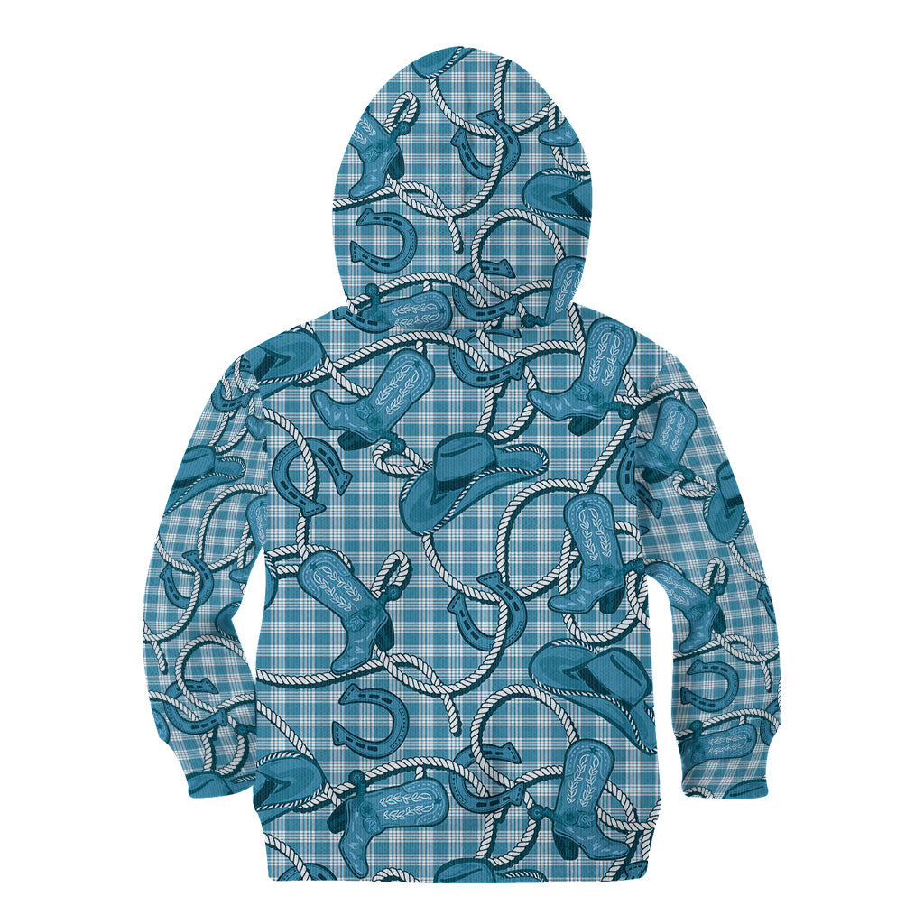 Blue Hawaii Palaka Cowboy Kid Hoodie Hawaiian Paniolo Festival Spirit