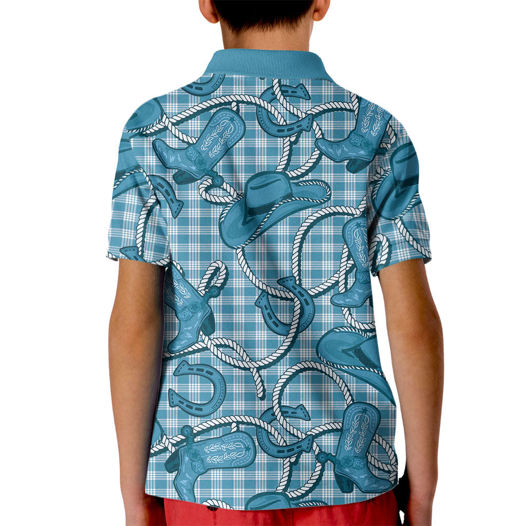 Blue Hawaii Palaka Cowboy Kid Polo Shirt Hawaiian Paniolo Festival Spirit