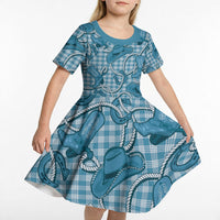 Blue Hawaii Palaka Cowboy Kid Short Sleeve Dress Hawaiian Paniolo Festival Spirit