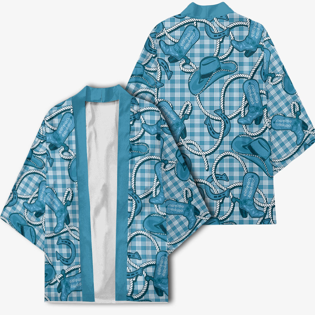 Blue Hawaii Palaka Cowboy Kimono Hawaiian Paniolo Festival Spirit