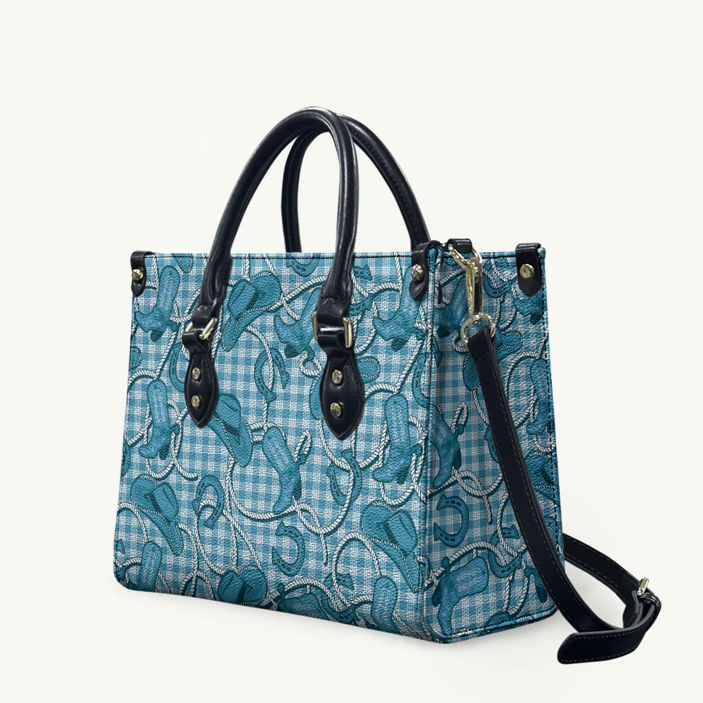 Blue Hawaii Palaka Cowboy Leather Bag Hawaiian Paniolo Festival Spirit