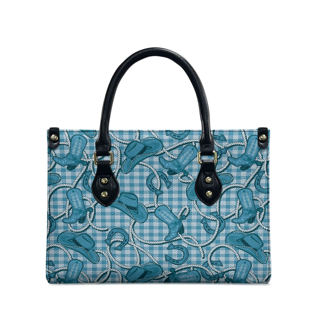 Blue Hawaii Palaka Cowboy Leather Bag Hawaiian Paniolo Festival Spirit