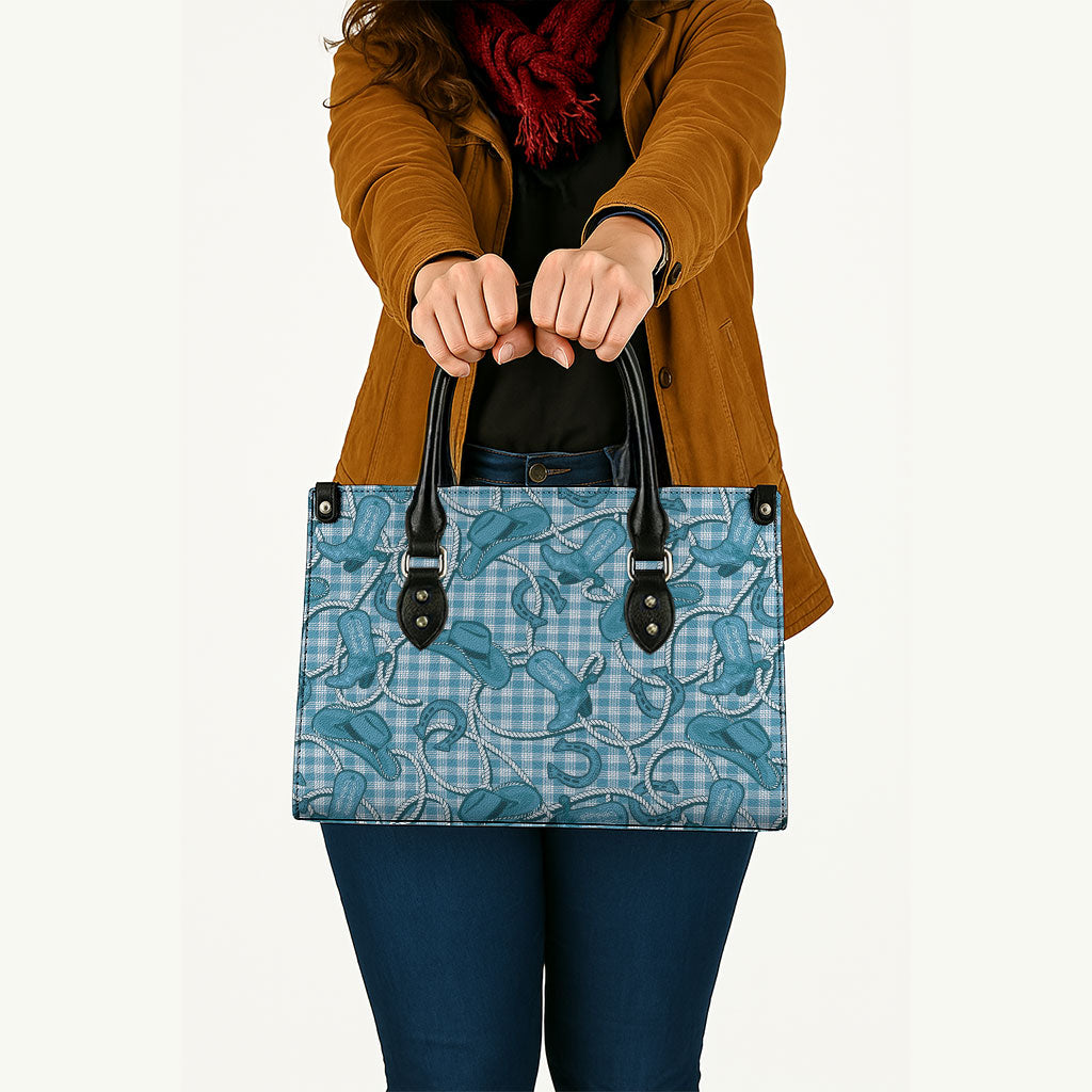 Blue Hawaii Palaka Cowboy Leather Bag Hawaiian Paniolo Festival Spirit