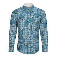 Blue Hawaii Palaka Cowboy Long Sleeve Button Shirt Hawaiian Paniolo Festival Spirit