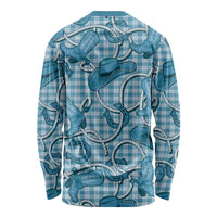 Blue Hawaii Palaka Cowboy Long Sleeve Shirt Hawaiian Paniolo Festival Spirit