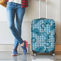Blue Hawaii Palaka Cowboy Luggage Cover Hawaiian Paniolo Festival Spirit