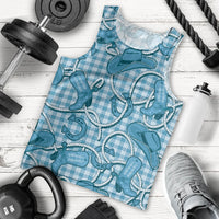 Blue Hawaii Palaka Cowboy Men Tank Top Hawaiian Paniolo Festival Spirit