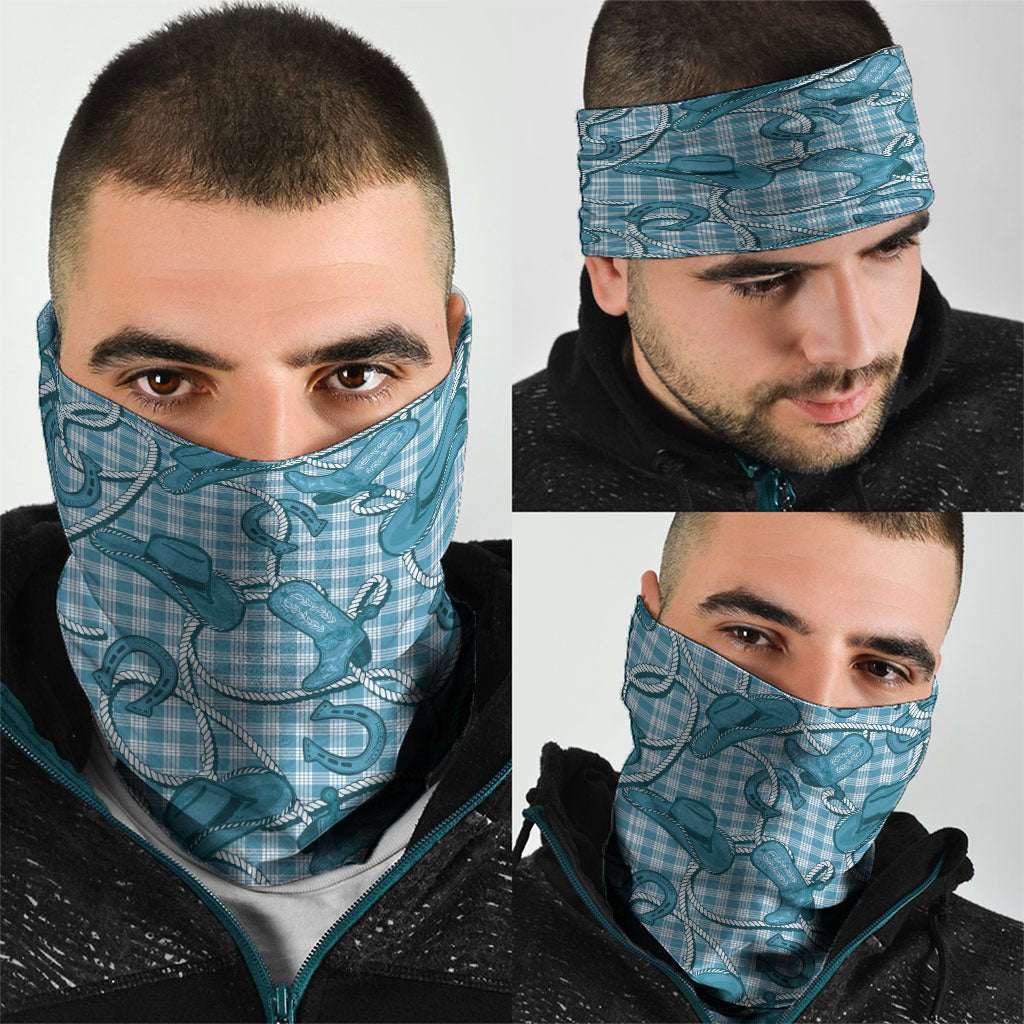 Blue Hawaii Palaka Cowboy Neck Gaiter Hawaiian Paniolo Festival Spirit