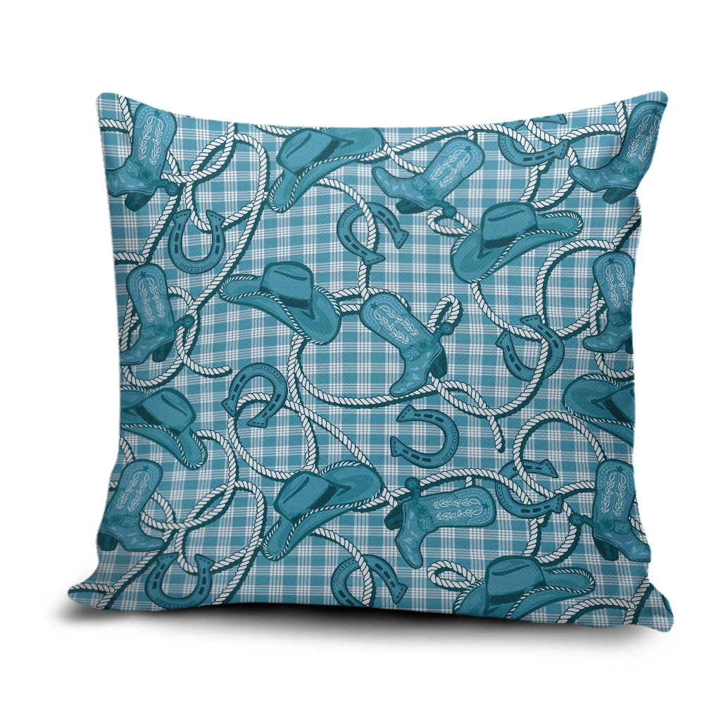 Blue Hawaii Palaka Cowboy Pillow Cover Hawaiian Paniolo Festival Spirit