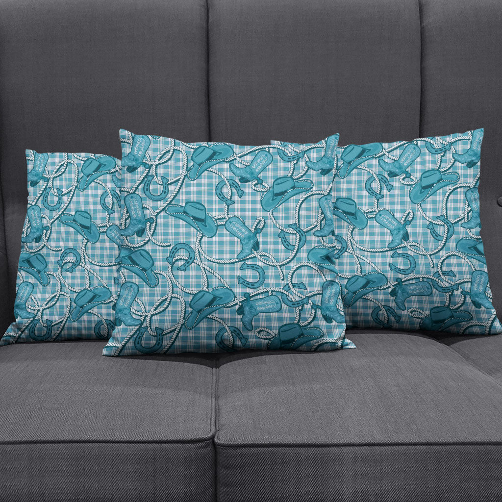 Blue Hawaii Palaka Cowboy Pillow Cover Hawaiian Paniolo Festival Spirit