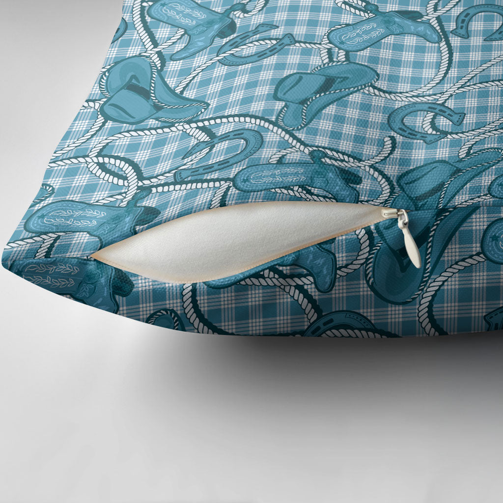 Blue Hawaii Palaka Cowboy Pillow Cover Hawaiian Paniolo Festival Spirit