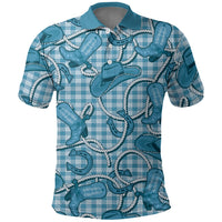 Blue Hawaii Palaka Cowboy Polo Shirt Hawaiian Paniolo Festival Spirit