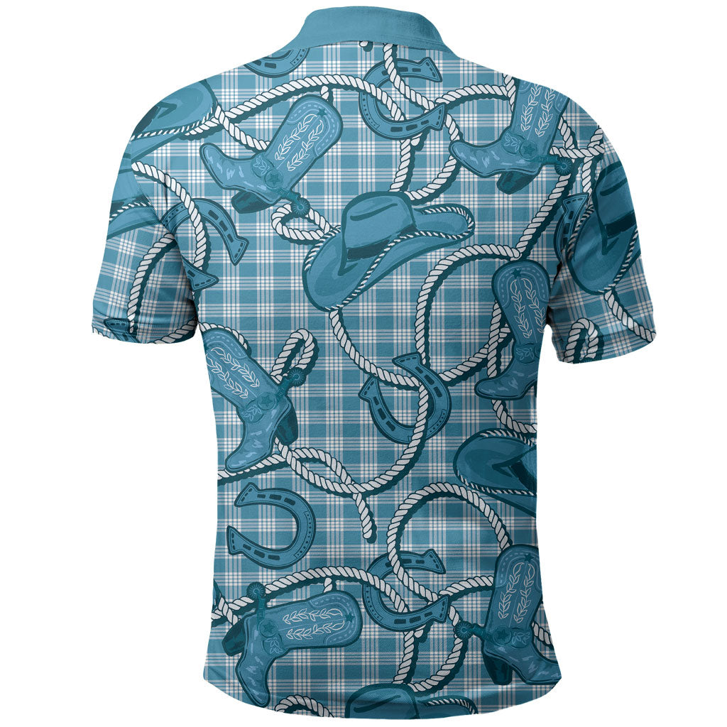 Blue Hawaii Palaka Cowboy Polo Shirt Hawaiian Paniolo Festival Spirit