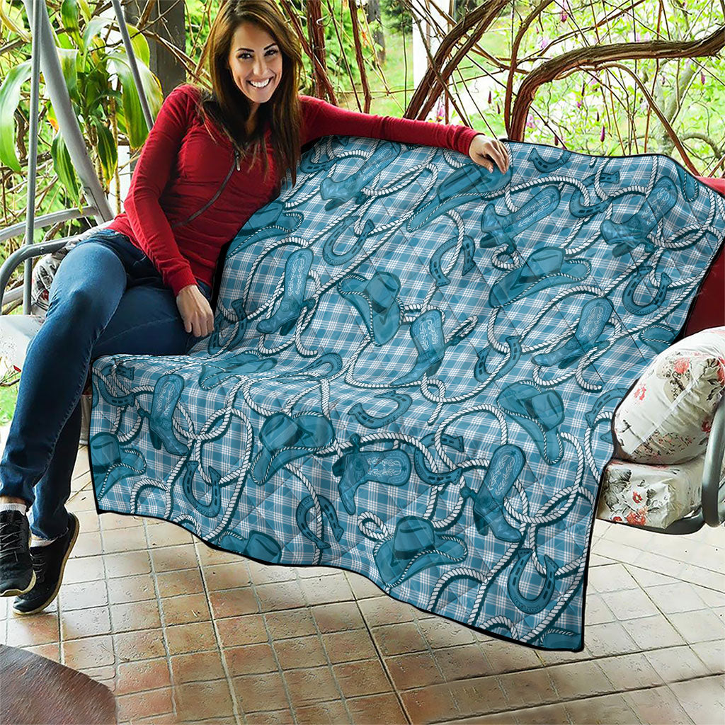 Blue Hawaii Palaka Cowboy Quilt Hawaiian Paniolo Festival Spirit