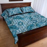 Blue Hawaii Palaka Cowboy Quilt Bed Set Hawaiian Paniolo Festival Spirit