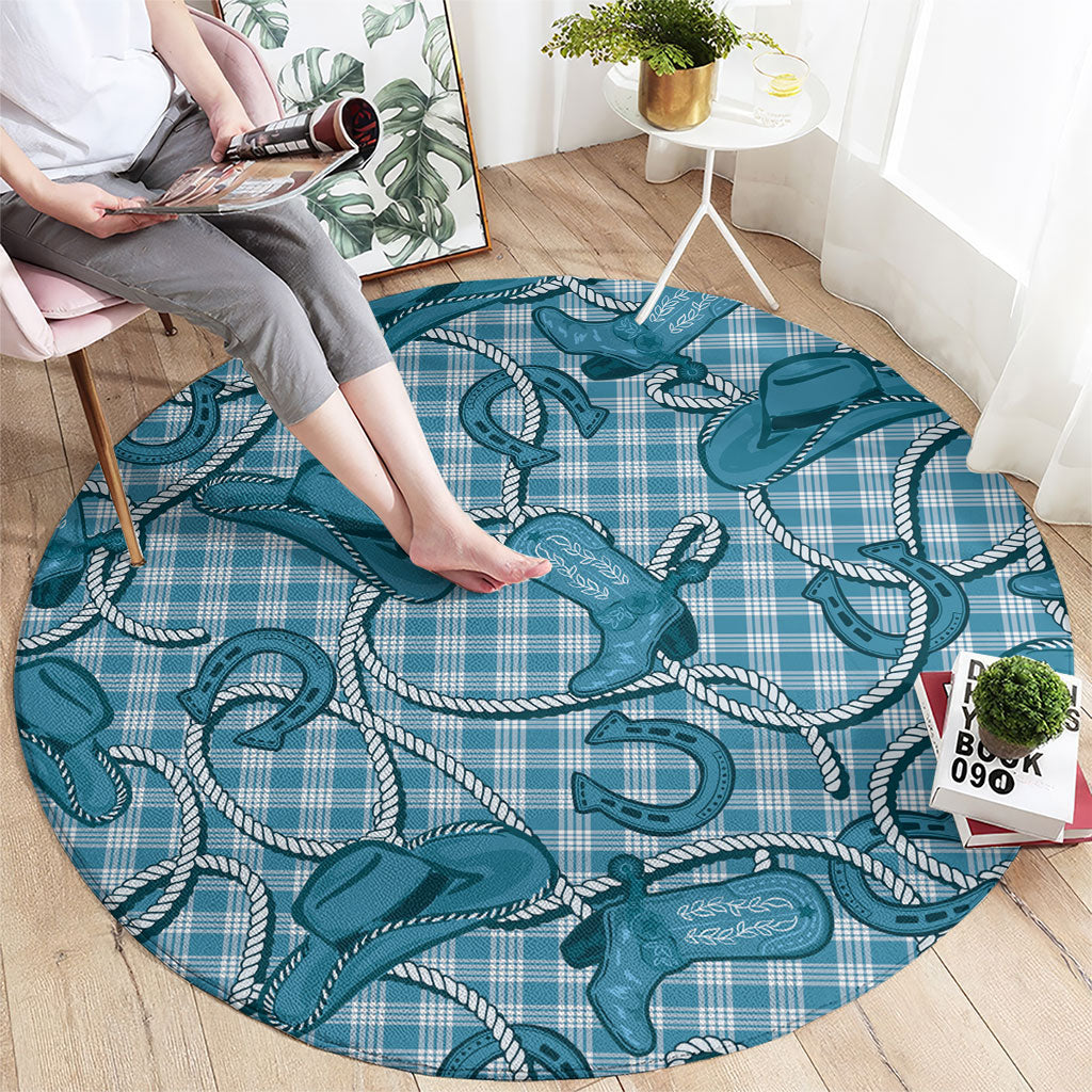 Blue Hawaii Palaka Cowboy Round Carpet Hawaiian Paniolo Festival Spirit