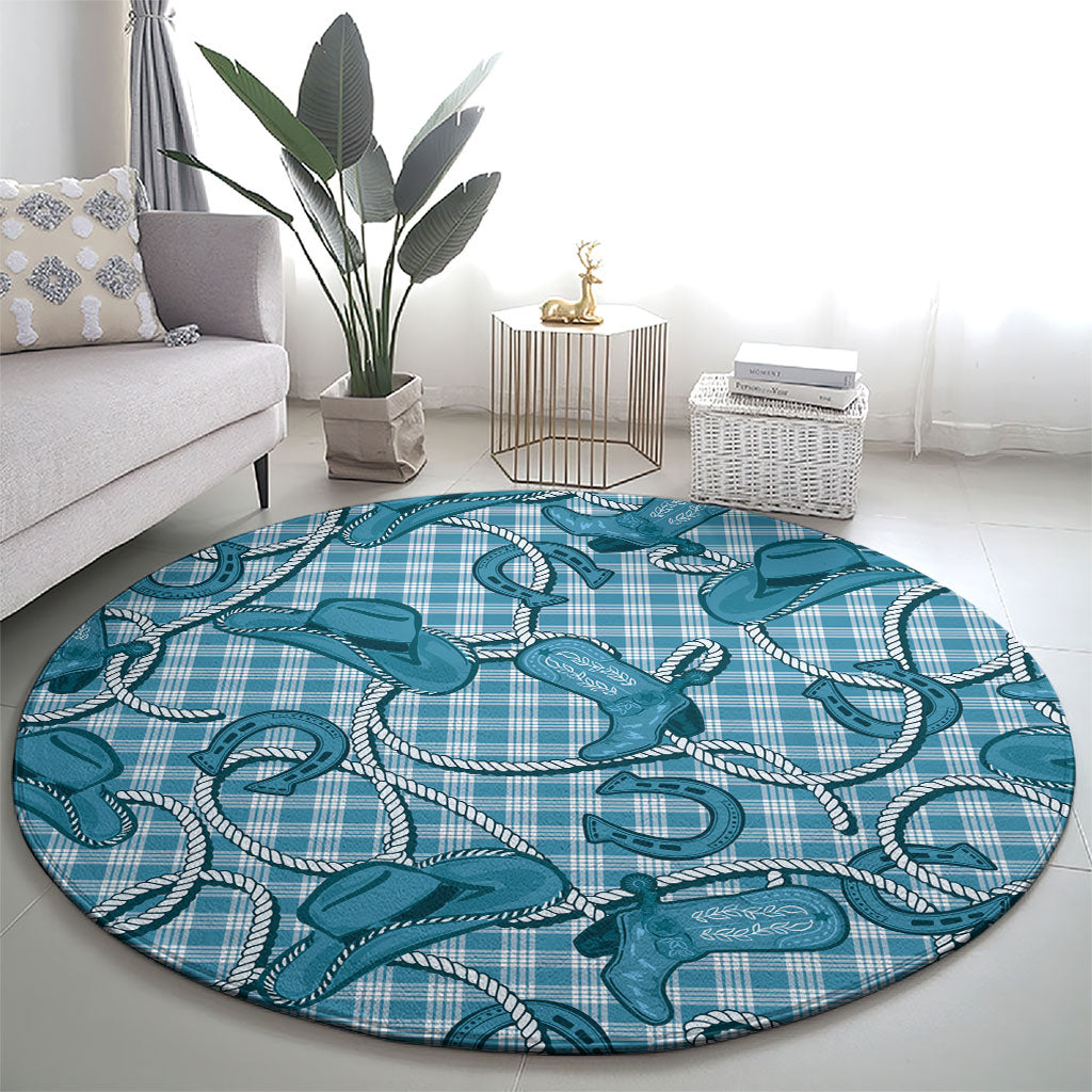 Blue Hawaii Palaka Cowboy Round Carpet Hawaiian Paniolo Festival Spirit