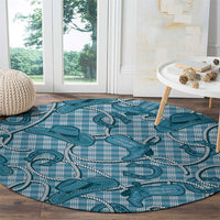 Blue Hawaii Palaka Cowboy Round Carpet Hawaiian Paniolo Festival Spirit