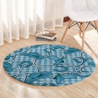 Blue Hawaii Palaka Cowboy Round Carpet Hawaiian Paniolo Festival Spirit