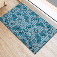Blue Hawaii Palaka Cowboy Rubber Doormat Hawaiian Paniolo Festival Spirit