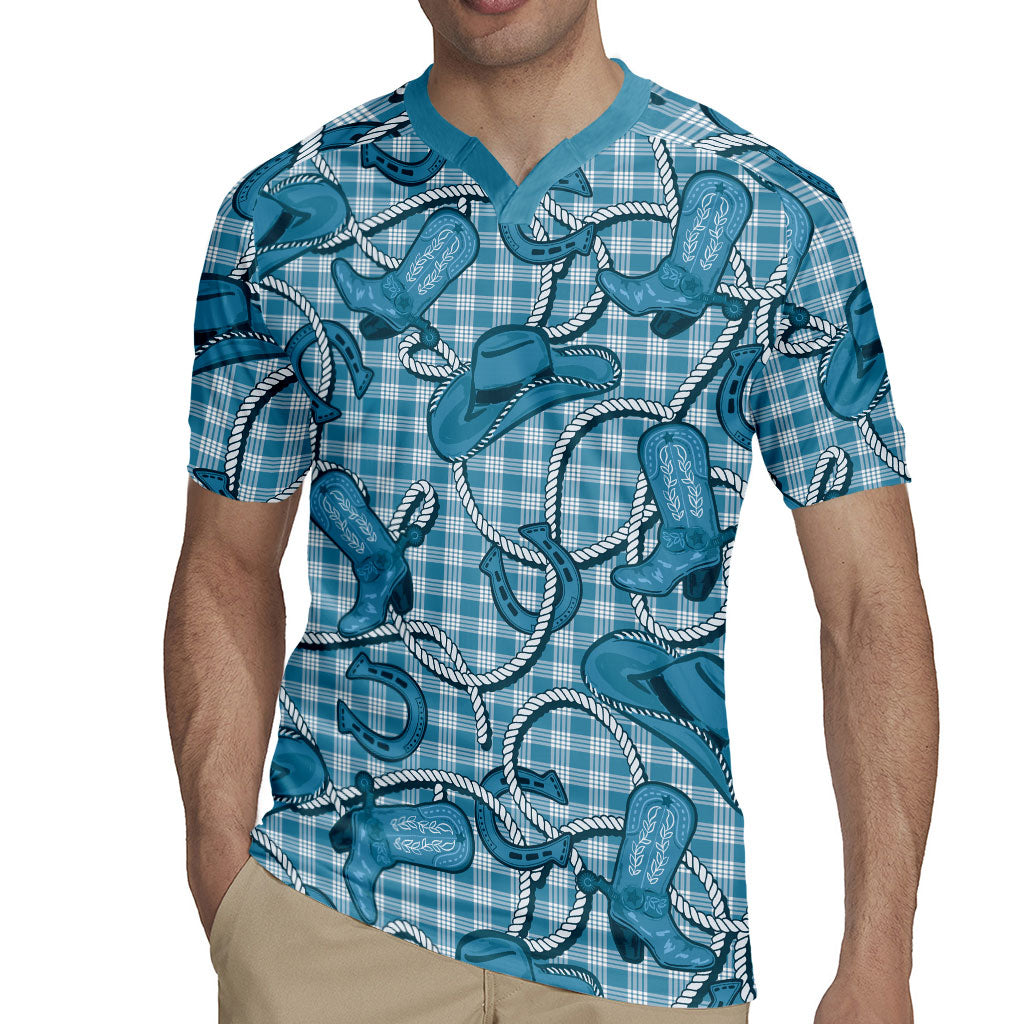 Blue Hawaii Palaka Cowboy Rugby Jersey Hawaiian Paniolo Festival Spirit