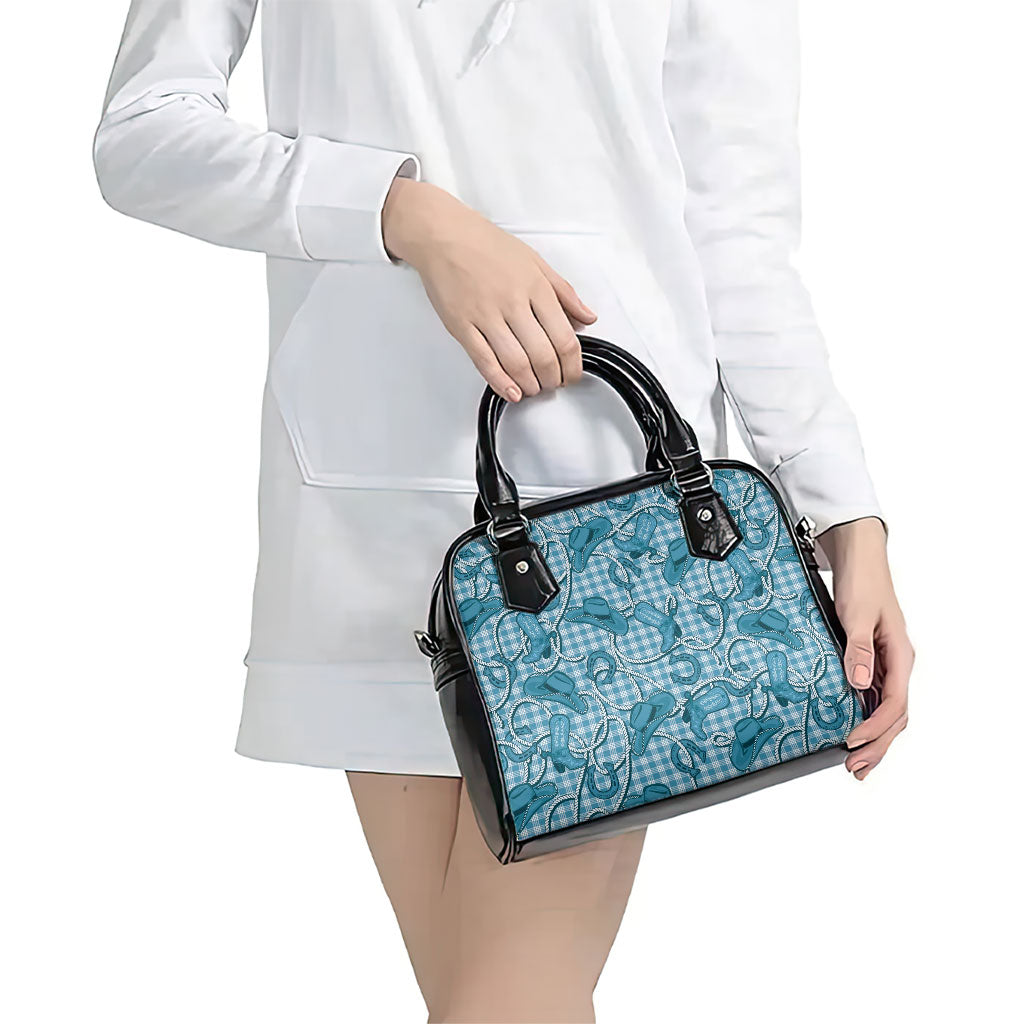 Blue Hawaii Palaka Cowboy Shoulder Handbag Hawaiian Paniolo Festival Spirit