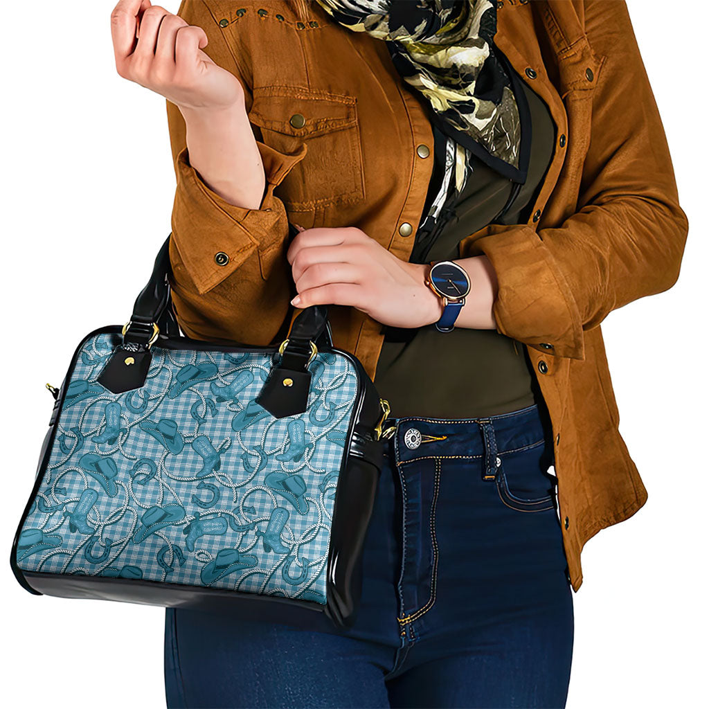 Blue Hawaii Palaka Cowboy Shoulder Handbag Hawaiian Paniolo Festival Spirit