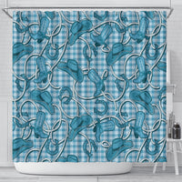 Blue Hawaii Palaka Cowboy Shower Curtain Hawaiian Paniolo Festival Spirit