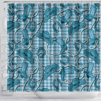 Blue Hawaii Palaka Cowboy Shower Curtain Hawaiian Paniolo Festival Spirit