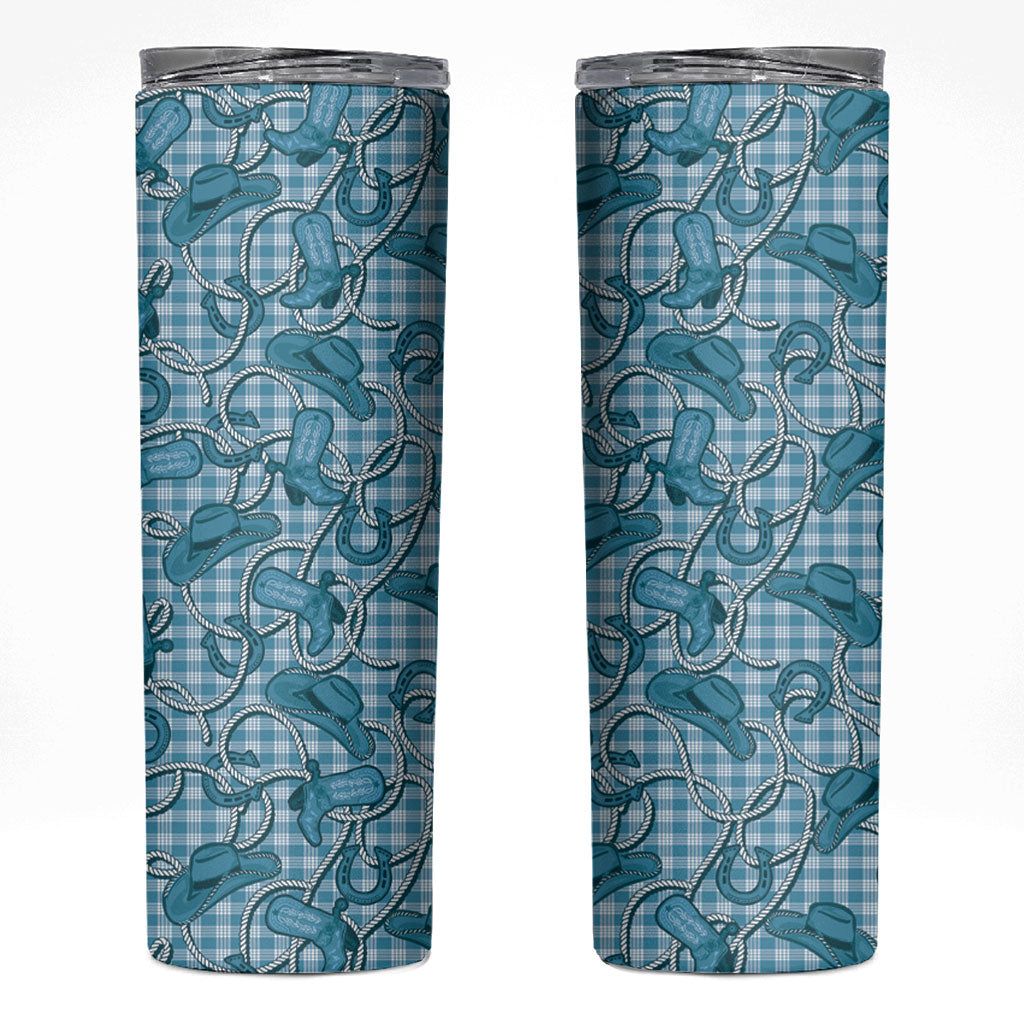 Blue Hawaii Palaka Cowboy Skinny Tumbler Hawaiian Paniolo Festival Spirit